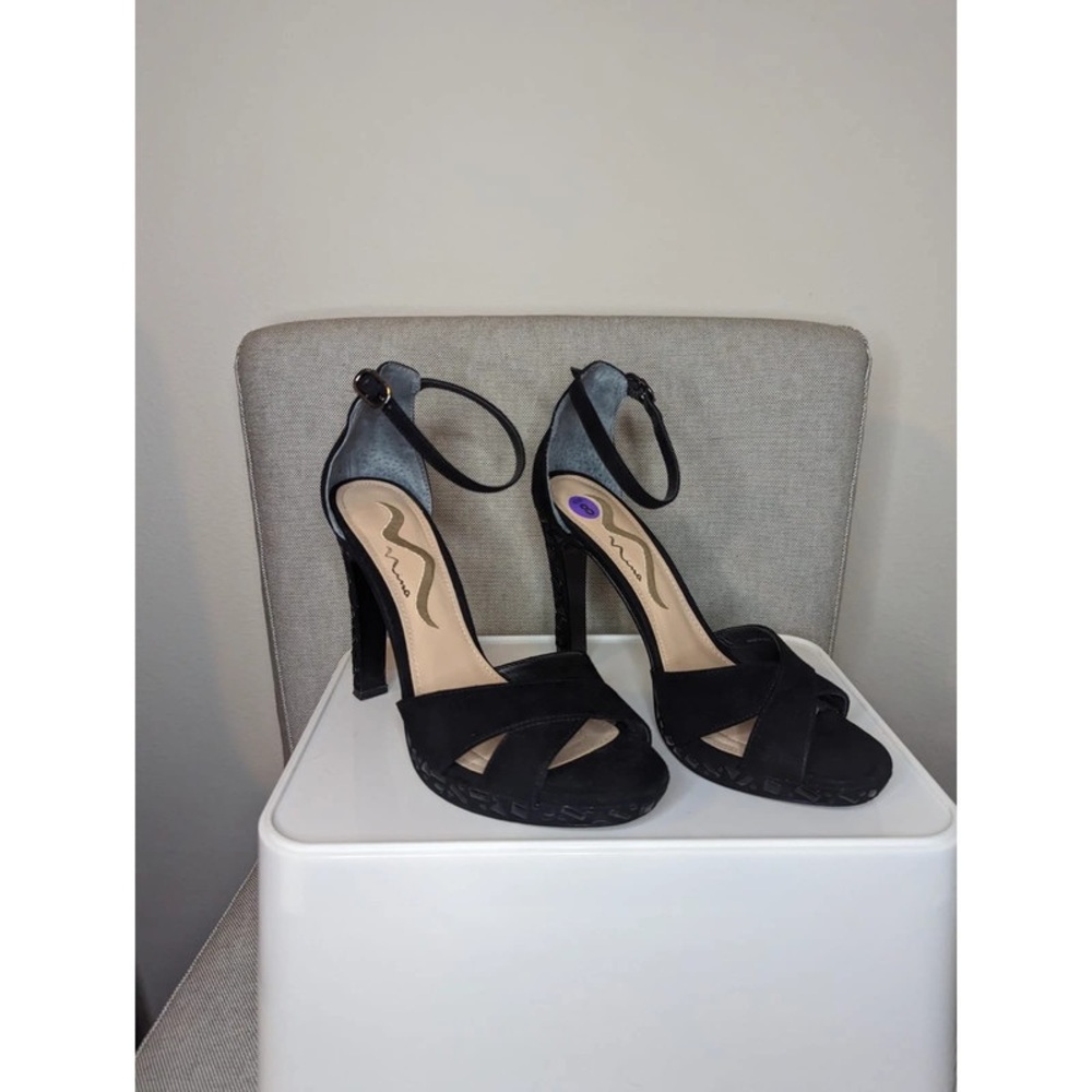 Nina Black Ankle Strap Heels